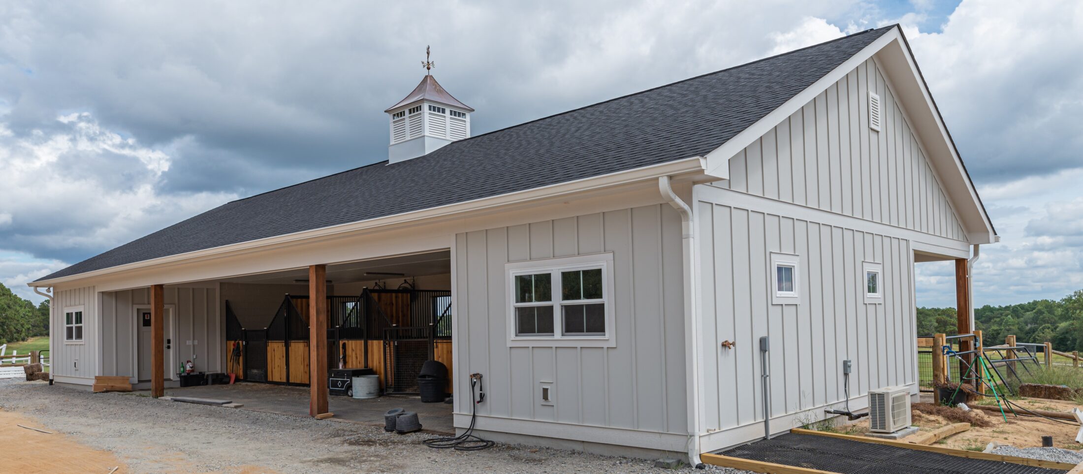 Barn exterior at a Southern Pines horse farm