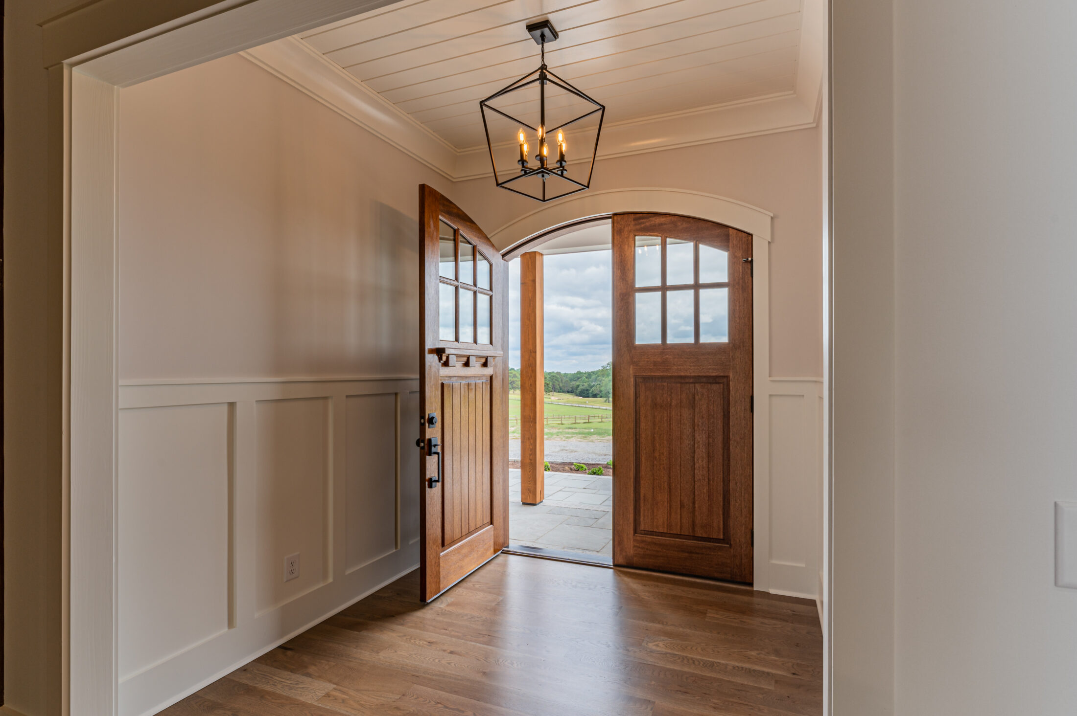 Foyer and interior transition in a Southern Pines equestrian custom home