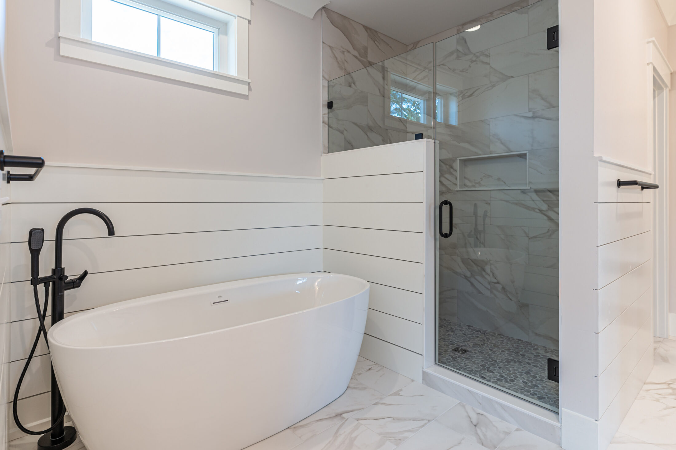 Freestanding tub in a Southern Pines equestrian custom home