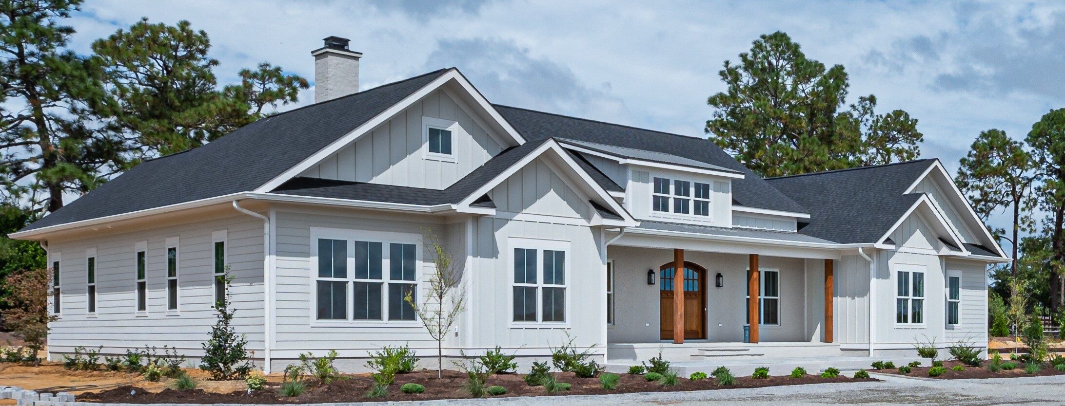 Southern Pines equestrian custom home front exterior
