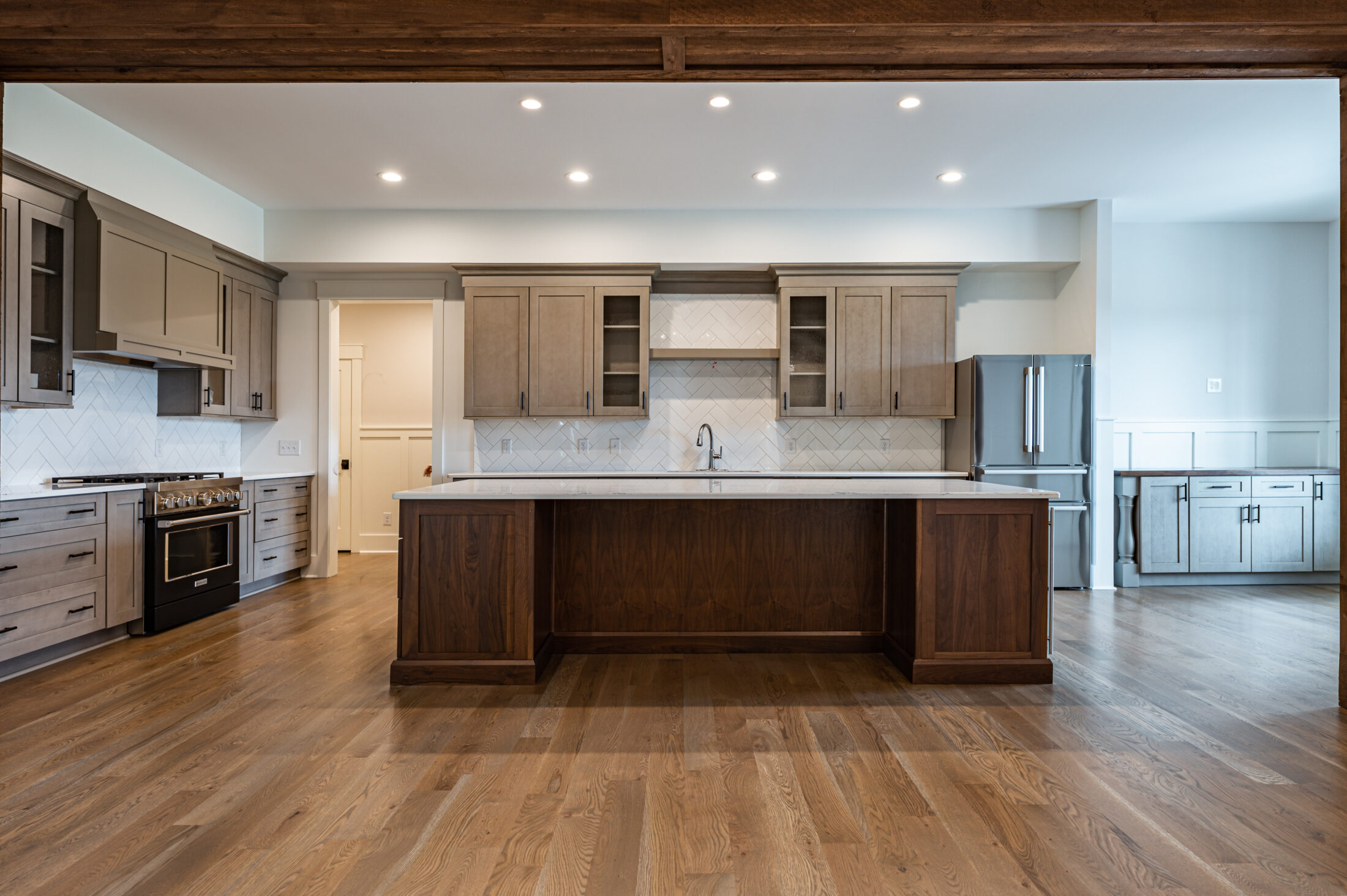 Wide kitchen view in a Southern Pines equestrian custom home