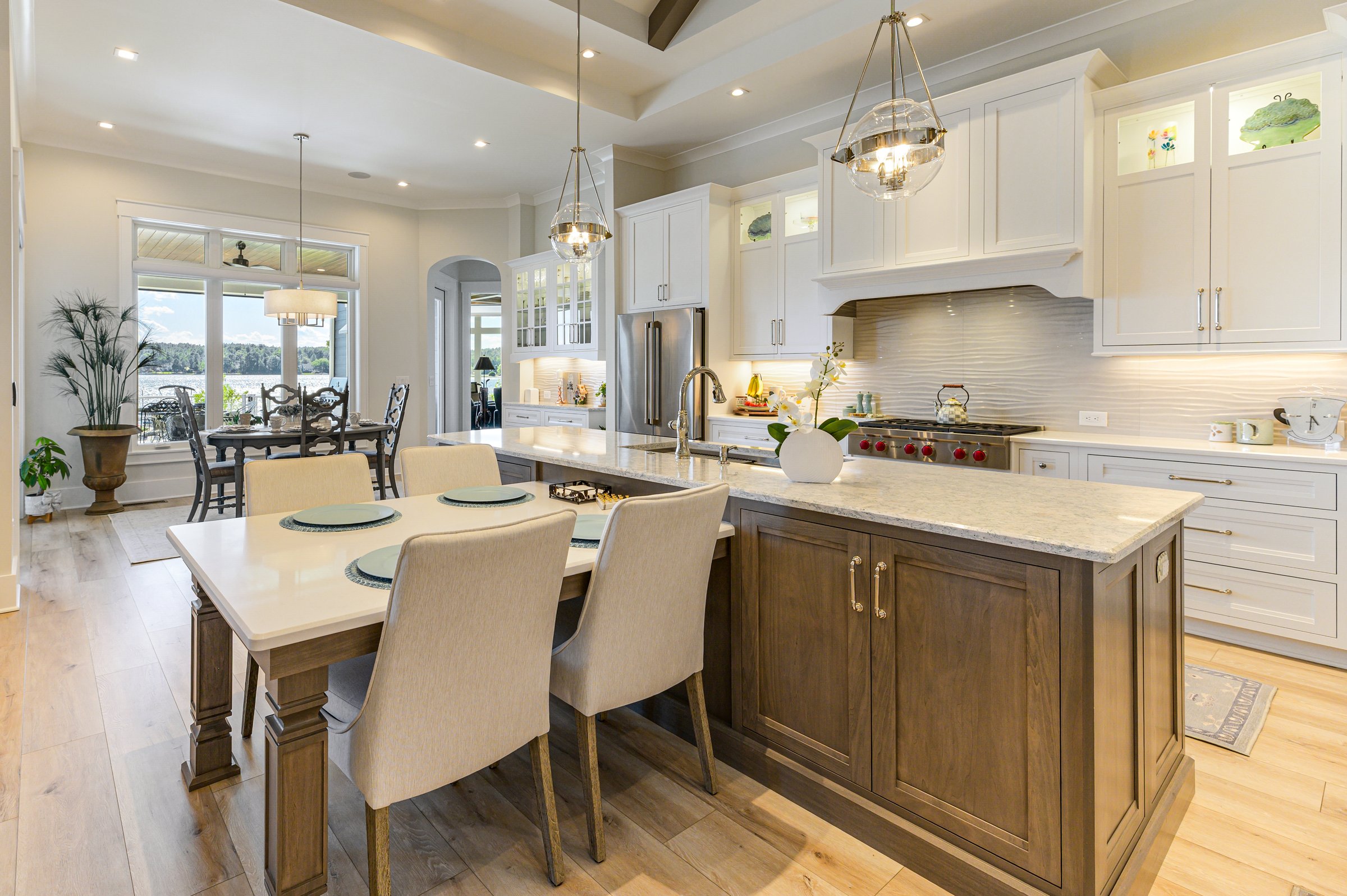 Outdoor living custom home on Lake Auman in Seven Lakes NC — kitchen
