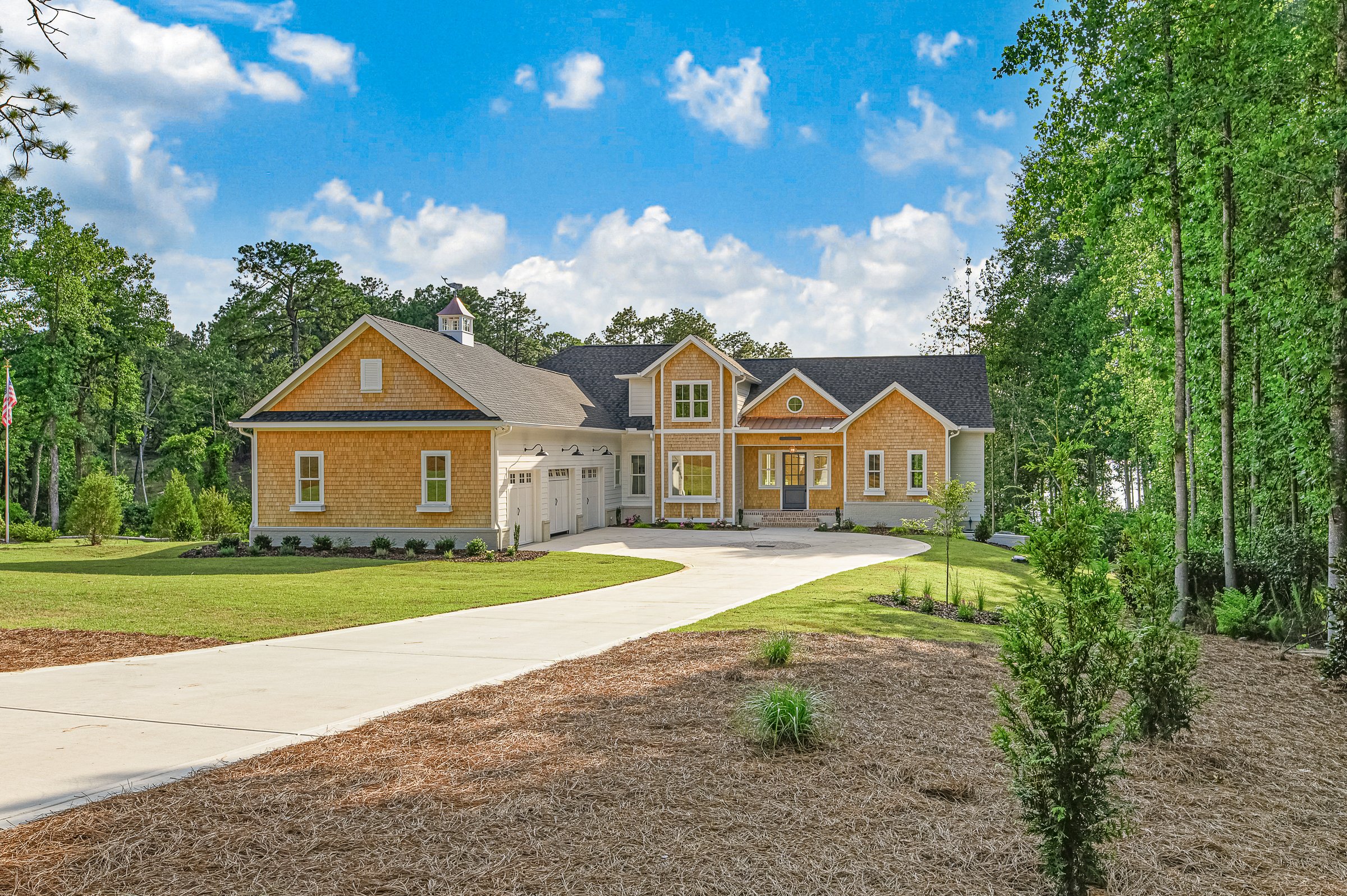 Seven Lakes lakefront custom home front exterior